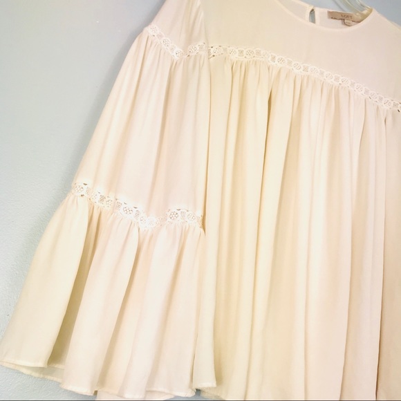 LOFT Tops - Loft | Boho Sheer Cream Smocked Blouse XS